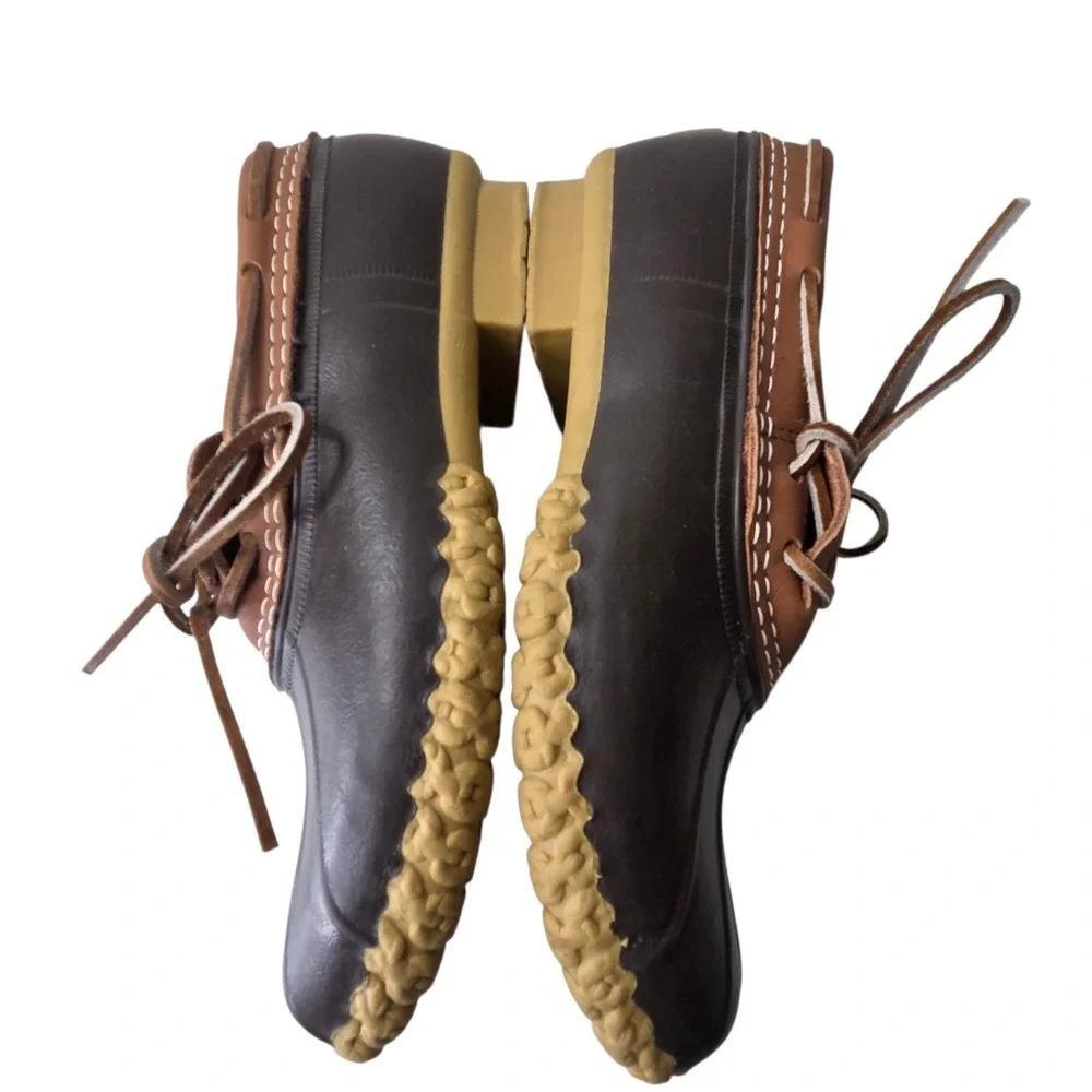 L.L.‎ Bean Mens Bean Boots Low Cut SZ 7N Brown Leather Rubber Shoes Waterproof